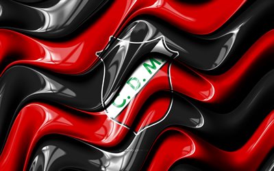 Deportivo Maipu 3D logo, 4k, red white 3D waves, Primera Nacional, football, Deportivo Maipu flag, creative, Deportivo Maipu logo, Deportivo Maipu, Argentine football club, soccer, Deportivo Maipu FC, CD Maipu