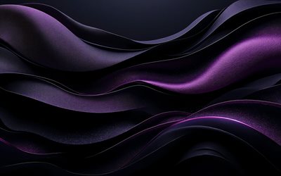 Dark purple waves background, 4k, elegant waves background, 3D waves background, dark purple 3D background, stylish waves background
