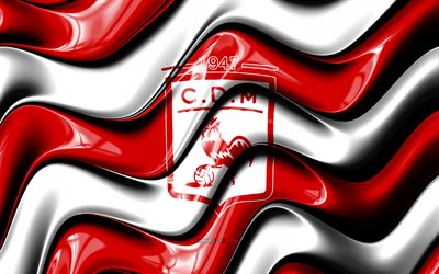 Deportivo Moron 3D logo, 4k, red white 3D waves, Primera Nacional, football, Deportivo Moron flag, creative, Deportivo Moron logo, Deportivo Moron, Argentine football club, soccer, Deportivo Moron FC, CD Moron
