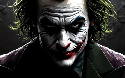 4k, bromista, fondo negro grunge, oscuridad, supervillano, fan art, comodín 4k, obra de arte, arte del comodín