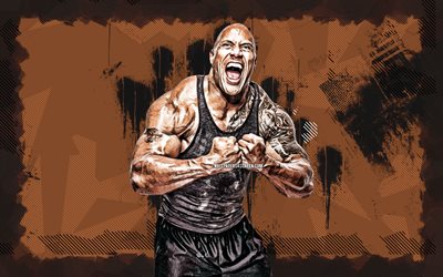 4k, dwayne johnson, sfondo del grunge marrone, attori americani, hollywood, uomo arrabbiato, star del cinema, dwayne douglas johnson, attori popolari, superstar, la roccia, celebrità americana, dwayne johnson 4k