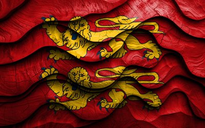 4k, drapeau de la normandie, provinces de france, drapeaux d'ondes 3d en bois, jour de la normandie, france, drapeau en bois en normandie, europe, provinces françaises, normandie