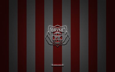 Bryne FK logo, Norwegian football team, Eliteserien, red white carbon background, Bryne FK emblem, football, Bryne FK, Norway, Bryne FC