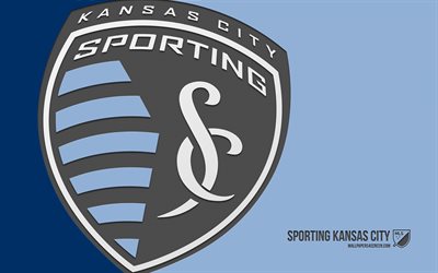 sporting kansas city  logotyp, 4k, blå bakgrund, kolkonst, sporting kansas city emblem, amerikansk fotbollsklubb, ml, usa, sportkan, fotboll, kansas city, major league soccer