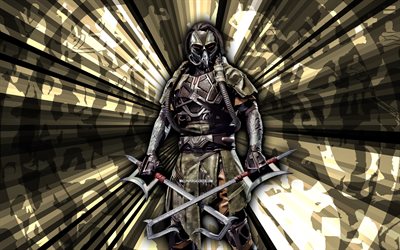 4k, cañón, kombat mortal, fondo de rayos de oro, mkm, arte abstracto, móvil mortal kombat móvil, kabal mkm, personajes de mortal kombat, mortal kombat x, kabal mortal kombat, arte creativo