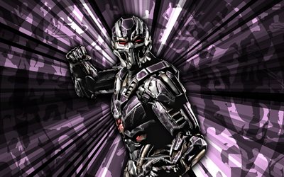 4k, triborg smoke, kombat mortal, fondo de rayos morados, mkm, arte abstracto, móvil mortal kombat móvil, triborg smoke mkm, personajes de mortal kombat, mortal kombat x, triborg humo mortal kombat, arte creativo