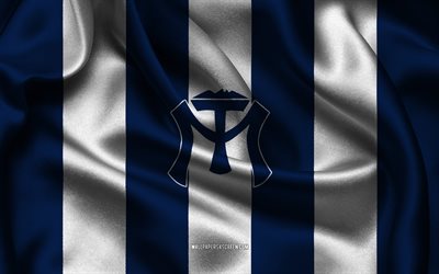 4k, sultanes de monterrey logosu, mavi beyaz ipek kumaş, meksika beyzbol takımı, sultanes de monterrey amblemi, meksika beyzbol ligi, sultanlar de monterrey, meksika, beyzbol, sultanlar de monterrey bayrağı, lmb, monterrey