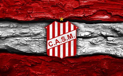 logo en bois de san martin tucuman, 4k, fond en bois blanc rouge, primera nationale, football, logo de san martin tucumán, emblème de san martin tucuman, san martín tucuman fc, club de football argentin, san martín tucumán