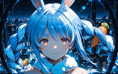 4k, أوسادا بيكورا, المباني, comnightscape, مستخدم youtube الافتراضي, جزر, vtuber, مبدع, هولولايف, مانغا, قناة يوسادا بيكورا, usada pekora مستخدم youtube الافتراضي