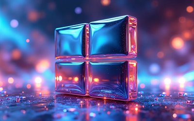 4k, windows 10 chrom logo, digitale kunst, bunter hintergrund, bokeh, windows 10 metalllogo, kreativ, kunstwerk, windows 10 3d logo, windows 10 logo, os marken, windows 10