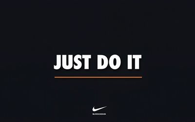 apenas faça, 4k, fundo azul escuro, nike, arte apenas faça, motivação, logotipo da nike, conceitos just do it