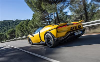 4k, ferrari 849 testarossa, vue arrière, 2026 voitures, f173m, supercars, ferrari 849 testarossa jaune, ferrari 849 testarossa 2026, voitures italiennes, ferrari