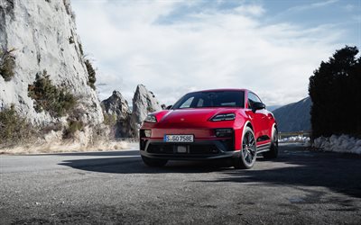 porsche macan gts, 4k, montañas, 2026 coches, cruces, porsche macan rojo, porsche macan gts 2026, coches alemanes, porsche