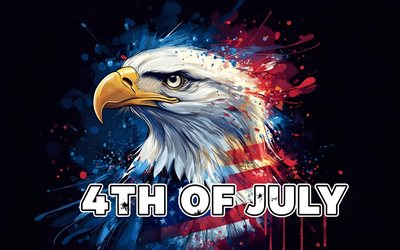 4th of July, 4k, Independence Day, United States, July 4, Bald Eagle, Fourth of July, American Flag, US Holidays, United States of America, USA