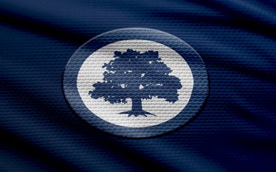 AFC Ann Arbor fabric logo, 4k, blue fabric background, USL League Two, bokeh, soccer, AFC Ann Arbor logo, football, AFC Ann Arbor emblem, Great Lakes Division, AFC Ann Arbor, american soccer club, Ann Arbor FC