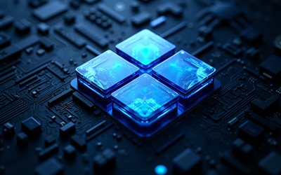 blau leuchtendes windows 11 logo, 4k, windows 11 zeichen, windows 11 logo, schwarzer technologiehintergrund, windows 11 leuchtend blaues emblem, windows 11, windows logo, windows