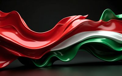 bandera húngara, verde, blanco, y trazos de pintura roja, bandera de hungria, pintar arte, bandera de hungría, europa, hungría, bandera de trazos de pintura húngara