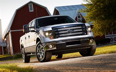 ford f 150 lariat supercrew, 4k, granja, coches 2014, pastillas, ford f 150, suv, 2014 ford f 150, autos americanos, vado