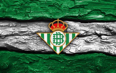 logotipo de madeira do real betis, 4k, fundo de madeira branco verde, laliga, futebol, logotipo do real betis, emblema do real bétis, real bétis fc, liga, clube de futebol espanhol, real bétis, real bétis balompié