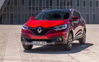renault kadjar, 4k, geçitler, 2018 arabalar, sokak, kırmızı renault kadjar, 2018 renault kadjar, fransız arabaları, renault