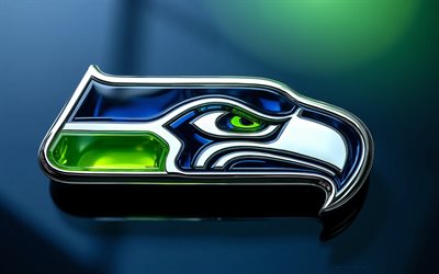 시애틀 시호크스 크리스탈 로고, 4k, 푸른 녹색 크리스탈 배경, nba, 시애틀 시호크스 로고, 시애틀 시호크스 엠블럼, 미국, 시애틀 시호크스, 미식 축구, nfl