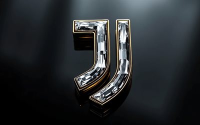 logotipo de cristal de la juventus fc, 4k, juventus, fondo de metal negro, serie a, logotipo de la juventus fc, emblema de cristal de la juventus fc, italia, juventus fc, fútbol americano, logotipo de la juventus, juve