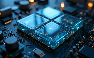 Windows 11 glass blue logo, 4k, Windows 11 blue glass sign, Windows 11 logo, Windows 11 glass blue emblem, Windows 11, blue technology background, Windows logo, Windows