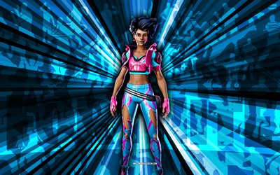 4k, meyve suyu sahne işığı, mavi ışınlar arka plan, meyve suyu limelight görünümü, meyve suyu limelight fortnite, soyut sanat, fortnite meyve suyu limelight görünümü, fortnite karakterleri, fortnite, yaratıcı sanat