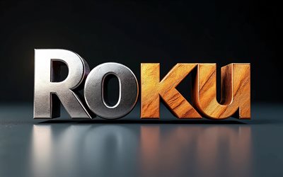 Roku wooden metal logo, 4k, minimalsim, dark background, creative, Roku two-material logo, Roku 3D logo, Internet television brands, Roku logo, Roku