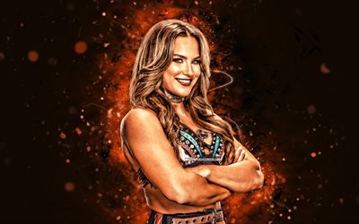 4k, फालोन हेनले, नारंगी नीयन रोशनी, डब्ल्यूडब्ल्यूई, रचनात्मक, अमेरिकी पहलवान, नारंगी अमूर्त पृष्ठभूमि, विश्व कुश्ती मनोरंजन, पहलवानों, फॉलन हेनले 4k