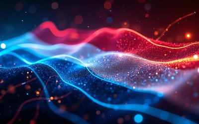 4k, bandeira brilhante da holanda, bokeh, bandeira da holanda, dia da holanda, arte 3d, bandeira holandesa, bandeira de néon da holanda, ondas de néon bandeira da holanda, bandeira 3d da holanda, bandeira abstrata da holanda, holanda