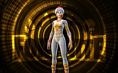 juhlallinen cozy commander fortnite, 4k, keltainen kierre tausta, fortnite, luova, juhlallinen cozy commander skin, fortnite festive cozy commander skin, juhlallinen kodikas komentaja, fortnite hahmot