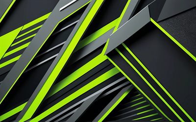 4k, fundo preto limão, linhas pretas, arte metálica, texturas 3d, raios de limão, obra de arte, projeto de materiais, geometria, fundos abstratos, fundos geométricos, abstrações, fundos abstratos pretos