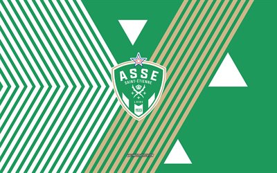 logotipo do as saint étienne, 4k, seleção francesa de futebol, fundo de linhas brancas verdes, as saint étienne, liga 2, frança, arte de linha, emblema do as saint etienne, futebol