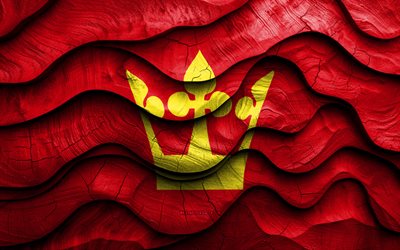 4k, vestfold flagge, grafschaften norwegens, 3d wellenfahnen aus holz, tag von vestfold, flagge von vestfold, norwegen, vestfold holzfahne, norwegische landkreise, vestfold