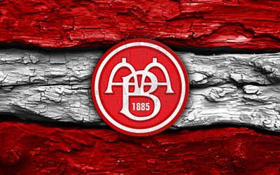 aalborg bk 나무 로고, 4k, 빨간색 흰색 나무 배경, 덴마크 수페르리가, 축구, 올보르 bk 로고, 올보르 bk 엠블럼, 올보르 bk, 덴마크 축구 클럽, 올보르 fc