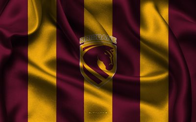4k, brisbane broncos logo, australisches rugby team, nrl, burgundergelber seidenstoff, nationale rugby liga, brisbane broncos emblem, brisbane broncos, australien, rugby, schild der brisbane broncos