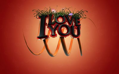 I Love You, creative, message, gift, red background