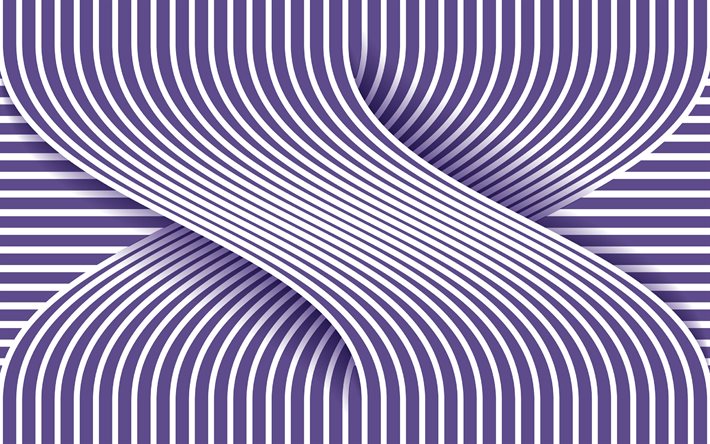 4k, 紫の線の背景, 線の抽象化の背景, 結び目, 紫色の創造的な背景, 抽象化, 紫の織り線の背景