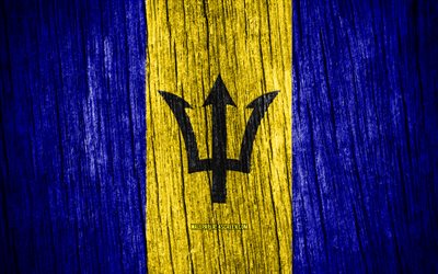 4K, Flag of Barbados, Day of Barbados, North America, wooden texture flags, Barbadian flag, Barbadian national symbols, North American countries, Barbados flag, Barbados