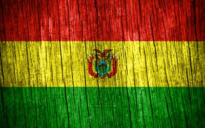 4K, Flag of Bolivia, Day of Bolivia, South America, wooden texture flags, Bolivian flag, Bolivian national symbols, South American countries, Bolivia flag, Bolivia