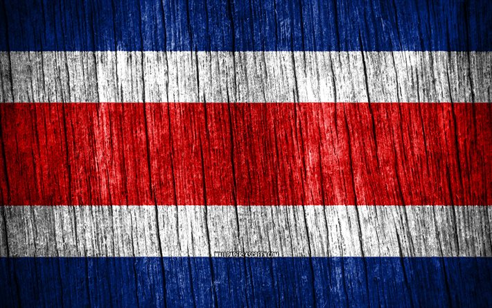 4k, 코스타리카의 국기, 코스타리카의 날, 북아메리카, 나무 질감 깃발, 코스타리카 국기, 코스타리카 국가 상징, 북미 국가, 코스타리카