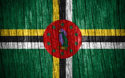 4K, Flag of Dominica, Day of Dominica, North America, wooden texture flags, Dominican flag, Dominican national symbols, North American countries, Dominica flag, Dominica