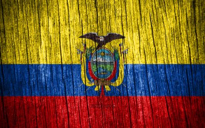 4k, bandera de ecuador, día de ecuador, américa del sur, banderas de textura de madera, bandera ecuatoriana, símbolos nacionales ecuatorianos, países sudamericanos, ecuador
