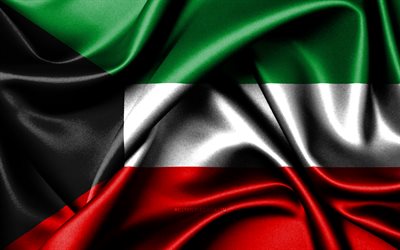 kuveyt bayrağı, 4k, asya ülkeleri, kumaş bayraklar, kuveyt günü, dalgalı ipek bayraklar, asya, kuveyt ulusal sembolleri, kuveyt