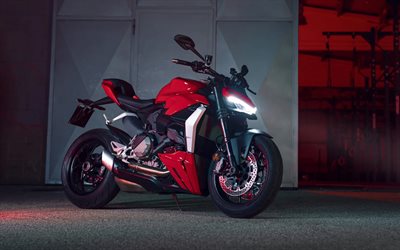 Ducati Streetfighter V2, 2022, exterior, side view, racing bike, red Streetfighter V2, Italian sportbikes, Ducati