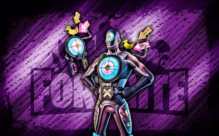 Hit Man Fortnite, 4k, violet diagonal background, grunge art, Fortnite, artwork, Hit Man Skin, Fortnite characters, Hit Man, Fortnite Hit Man Skin
