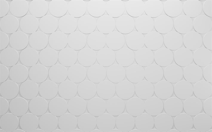 3d círculos de textura branca, 4k, círculos brancos de fundo, 3d textura de gesso, fundo de gesso branco, círculos de textura de gesso, 3d textura branca