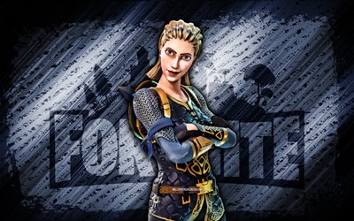 highland warrior fortnite, 4k, harmaa diagonaalinen tausta, grunge-taide, fortnite, kuvitus, highland warrior skin, fortnite-hahmot, highland warrior, fortnite highland warrior skin