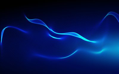 blue digital wave background, blue neon waves background, light waves background, digital abstraction, light lines background, blue light background